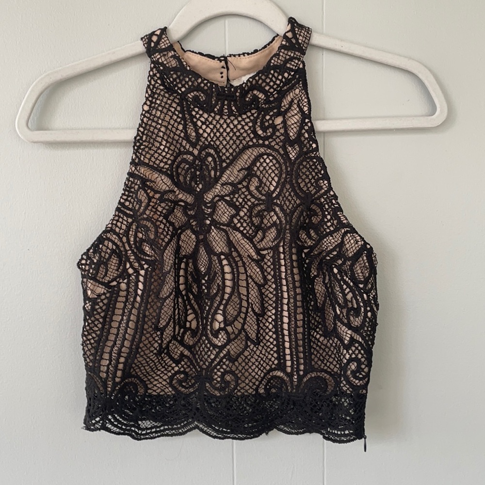 Black lace crop top